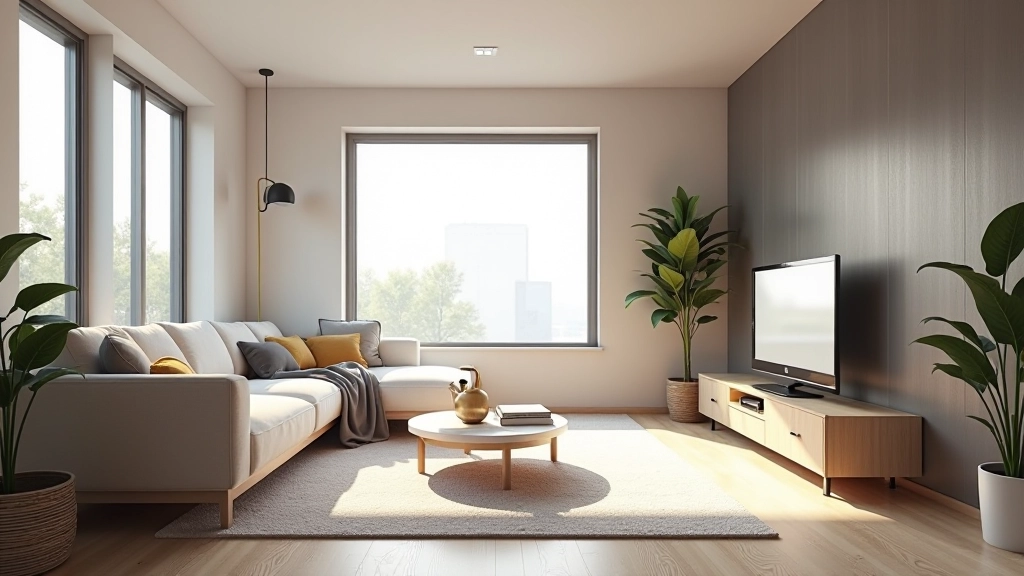 Photorealistic virtual interior with professional lighting, materials, and detailed architectural elements